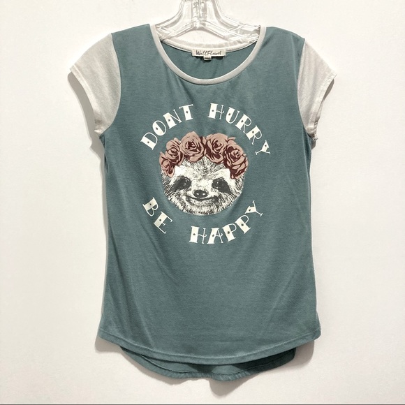 Wallflower “Don’t Hurry Be Happy” Short Sleeves Tee - Picture 1 of 5